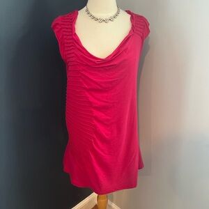 Elegant Fuscia Pink Women's Tank with Rouching Details
